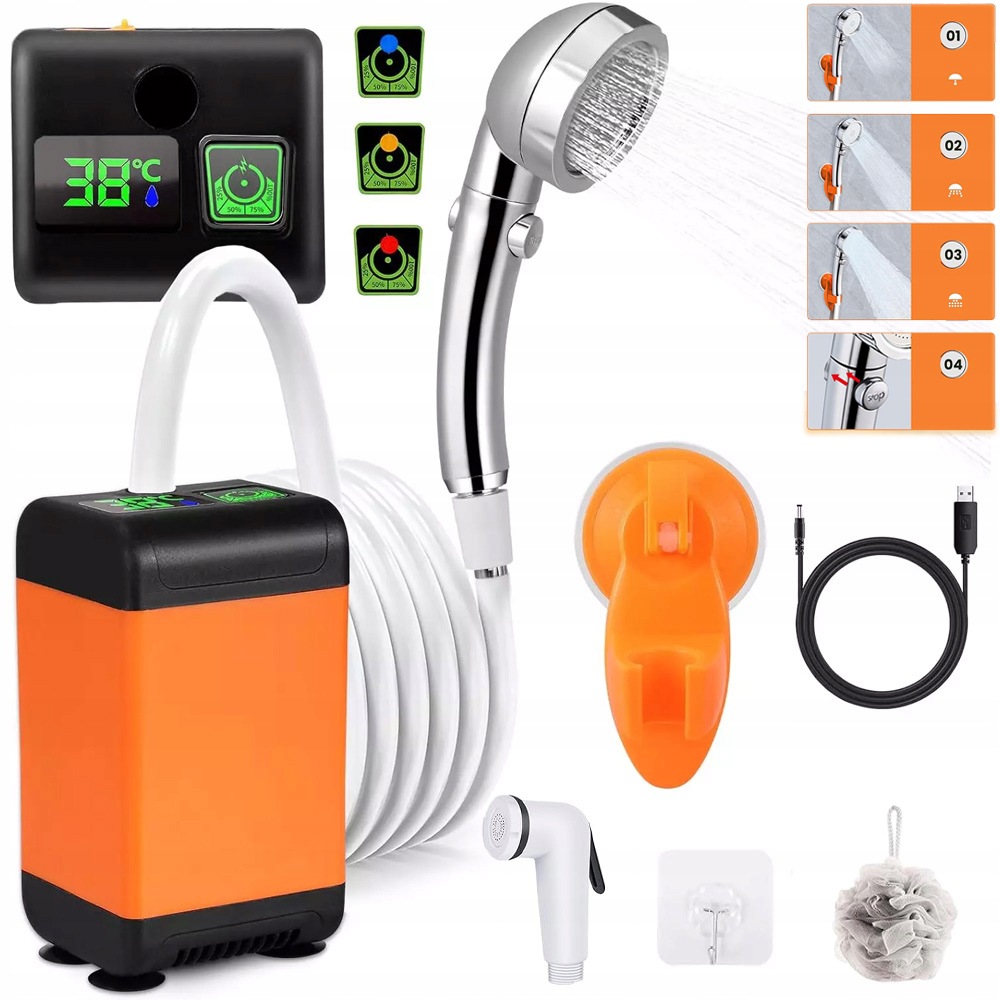 Turistická Kempingová Sprcha Přenosná S Pumpičkou Voděodolná 6000MAH