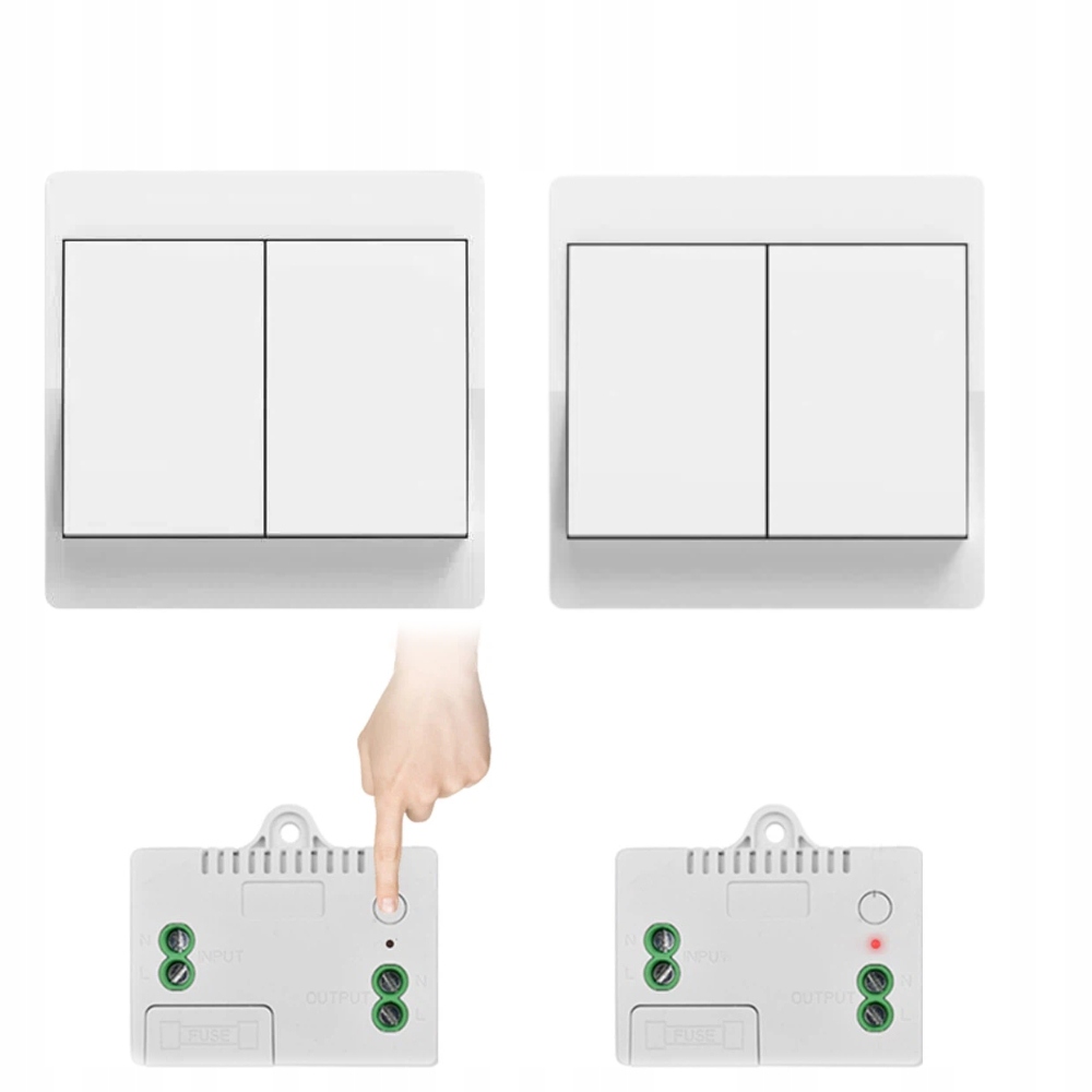 2 Bezdrátový dvojitý spínač pro světlo s 2 rádiovými přijímačemi