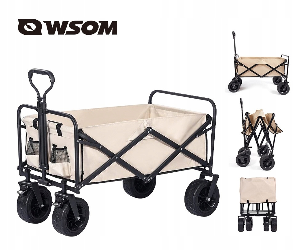 Duży Składany Wózek Turystyczny Plażowy Transportowy Camping Przyczepka XL