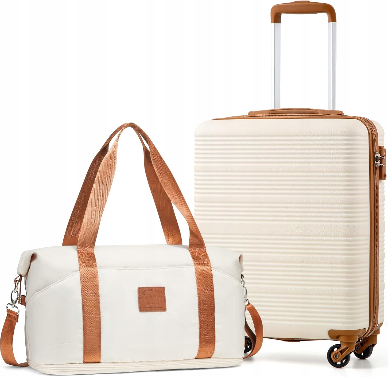 Coolife Cestovní Kabinový Kufr Tvrdý 55 x 35 x 20 cm Tsa zámek Béžový