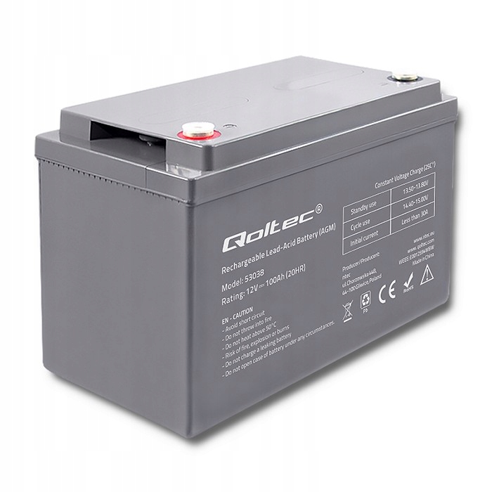 

Akumulator Agm 12V 100Ah max1200A 29,38 Kg! Mocny