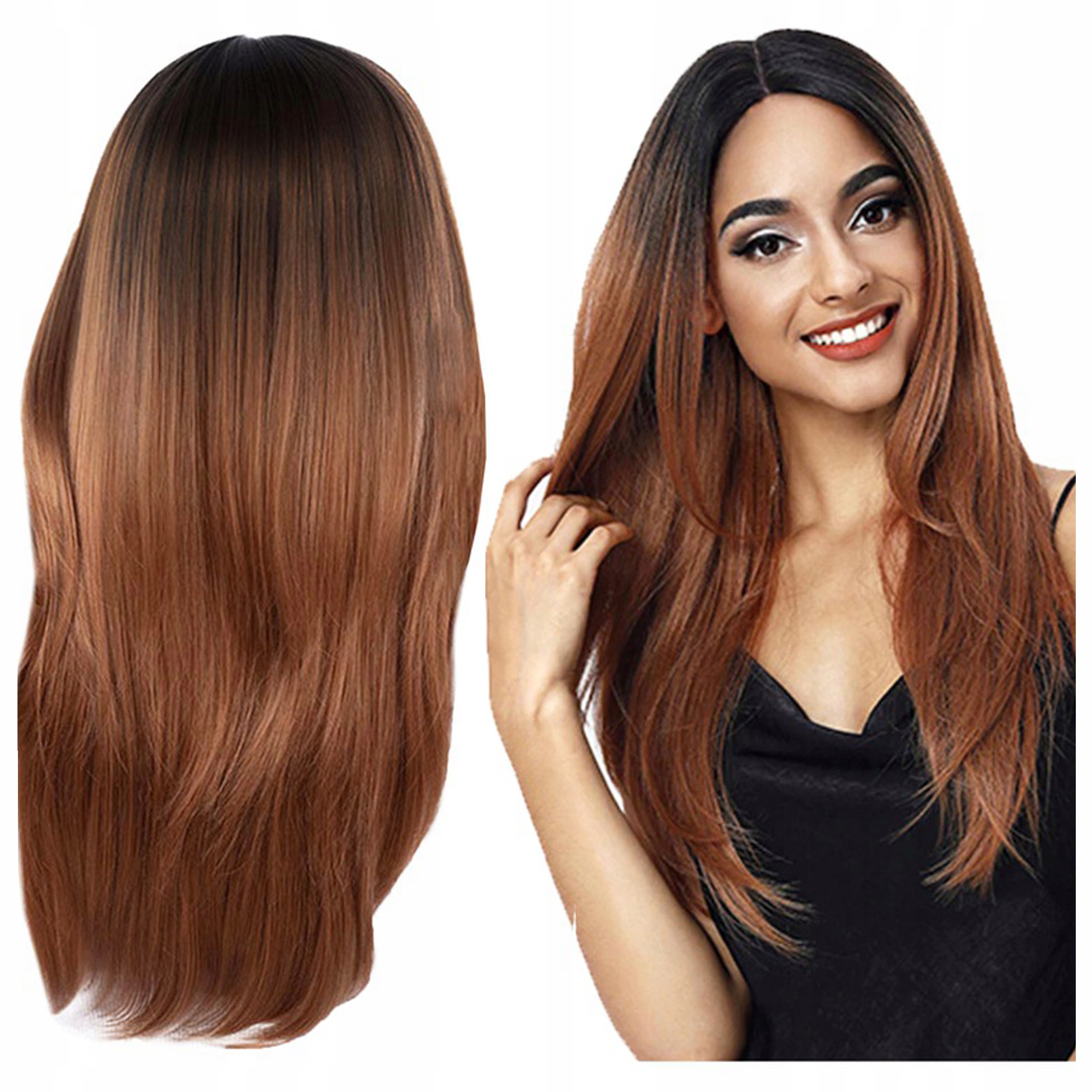 

Peruka Ombre długie proste włosy Brązowa szatynka