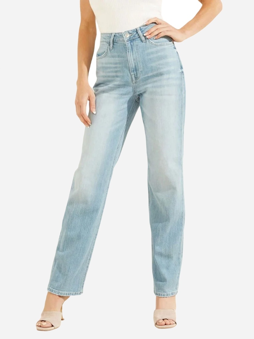 Guess Dámské Džíny Mom Dlouhé Vysoký Pas Světlý Denim 31/32 Gga