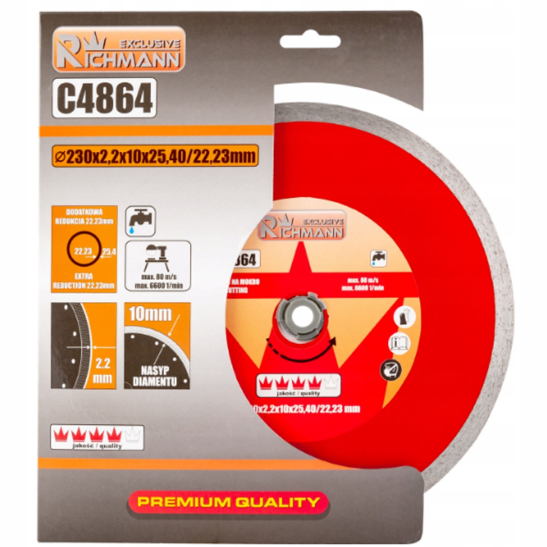 TARCZA DIAMENTOWA CERAMIKA GRES GLAZURA 230x2.2 25,4/22,23 RICHMANN C4864