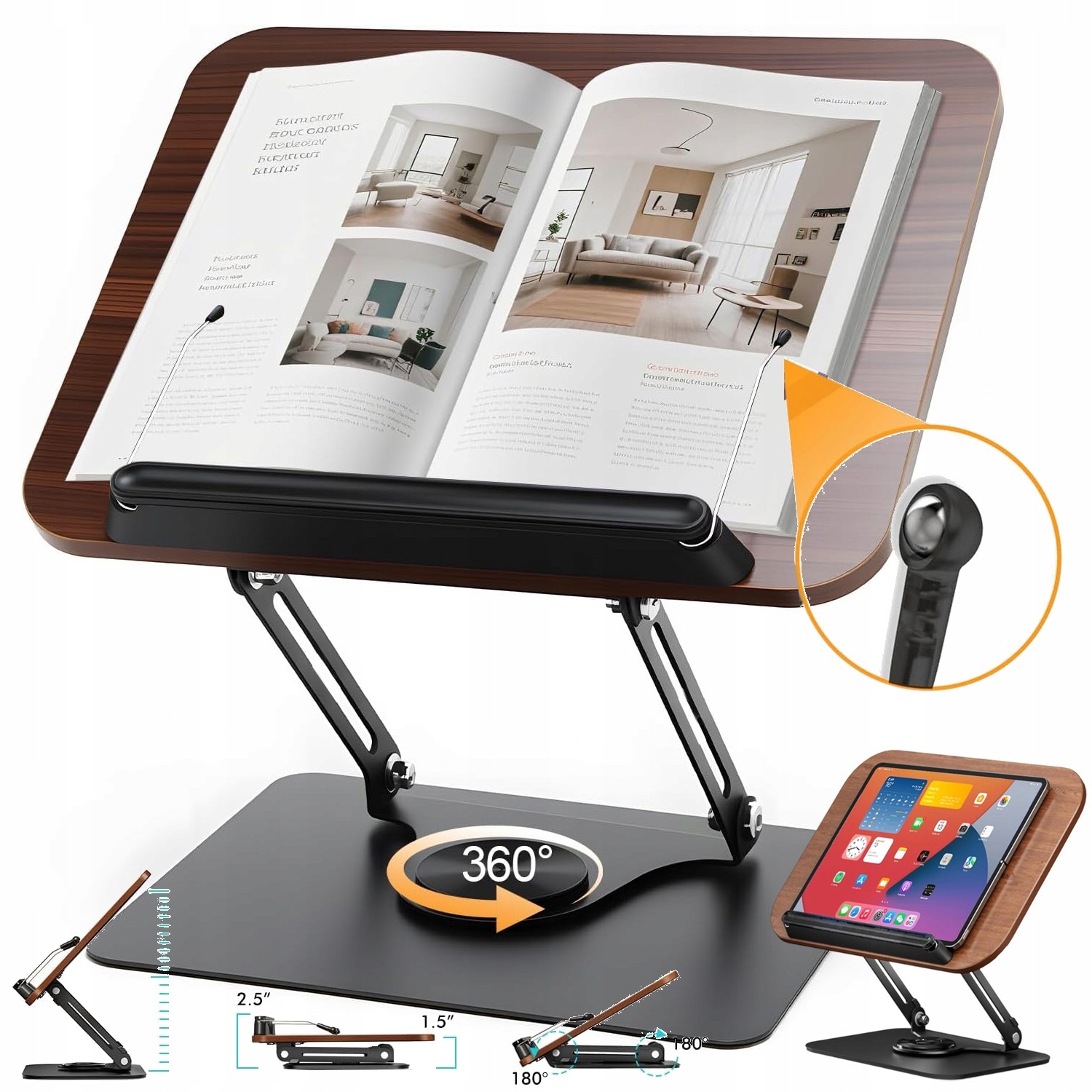 Stojan Podstavec Na Knihu Dřevěný Nastavitelná Opěrka Pod Tablet Držák
