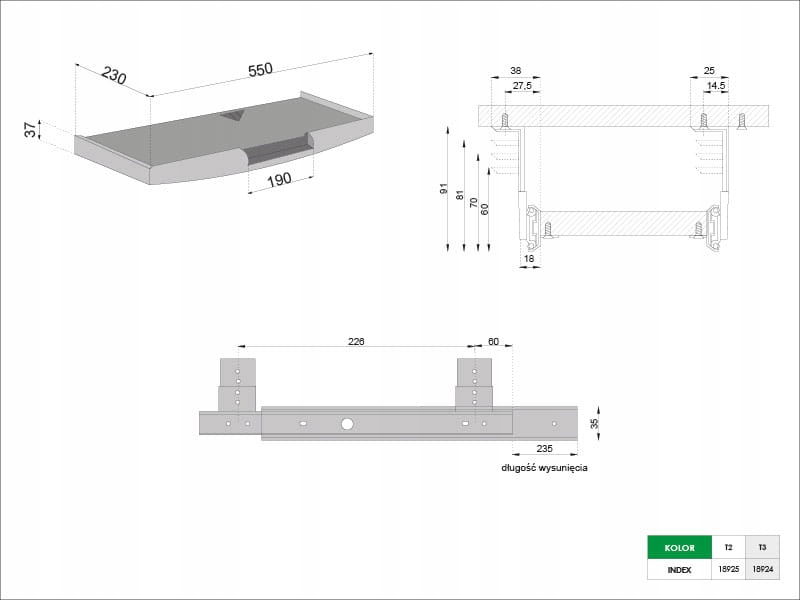 Półka pod klawiaturę szuflada wysuwana Z MYSZKĄ Marka ATM