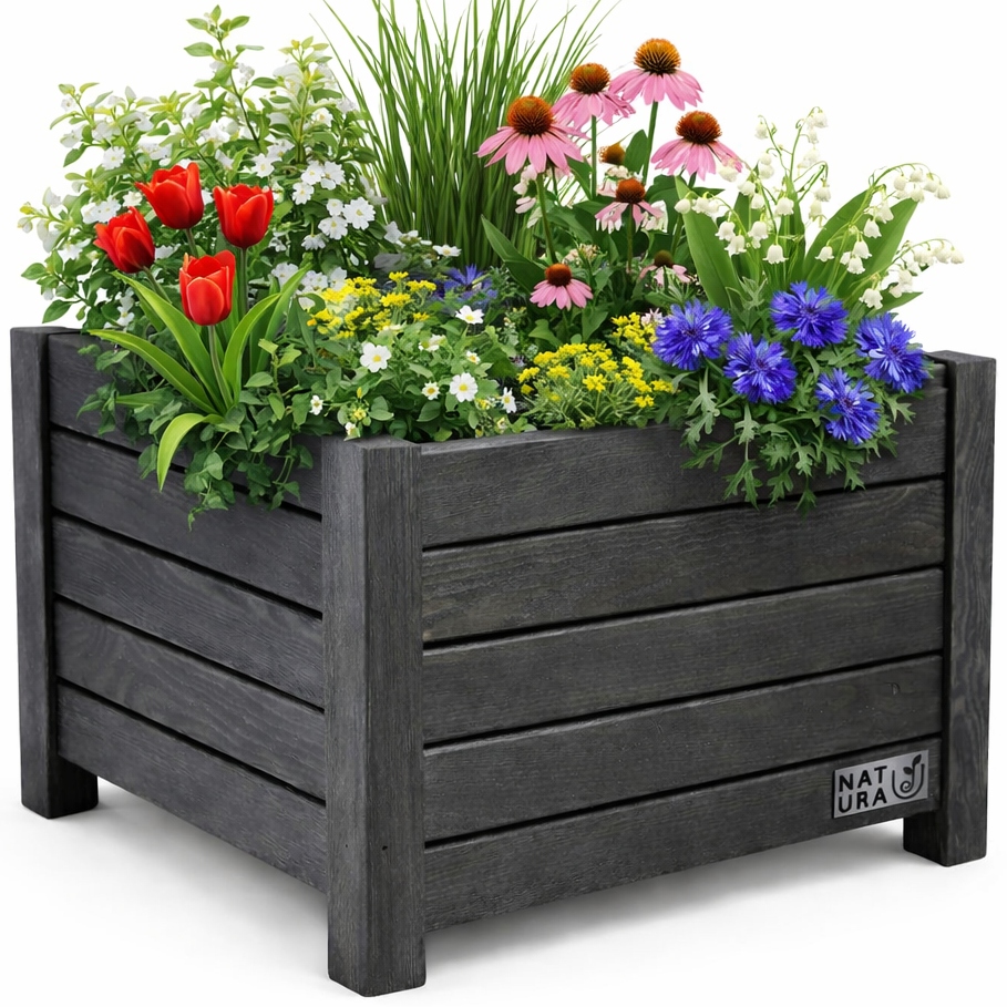 Donica drewniana ogrodowa doniczka Skrzynka na Kwiaty taras Warzywa Balkon