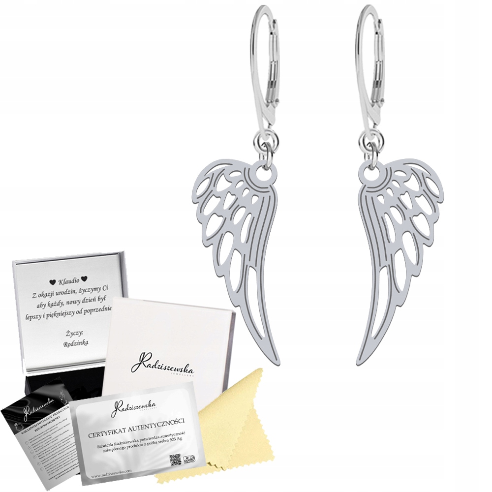 Stříbrné Náušnice Křídlo Anděla Křídla Bigiel Dárek 925 Přání