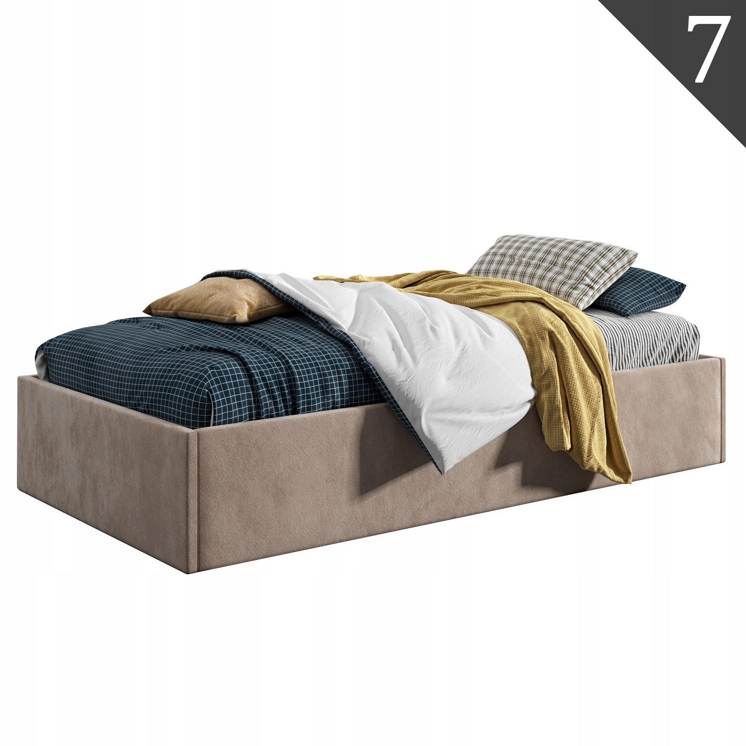 Łóżko młodzieżowe Tapczan 120x200 + POJEMNIK Kolor obicia odcienie szarości