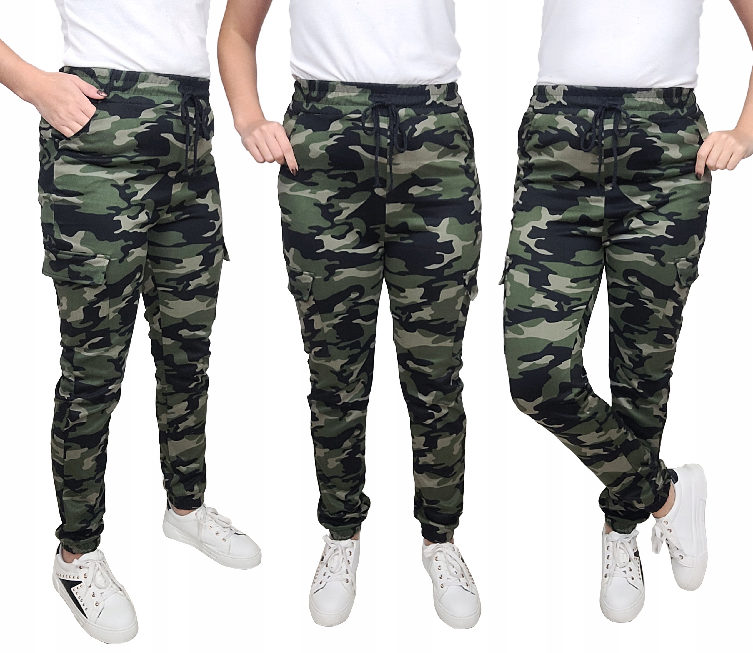 

3 Cargo damskie spodnie bojówki dresy Moro