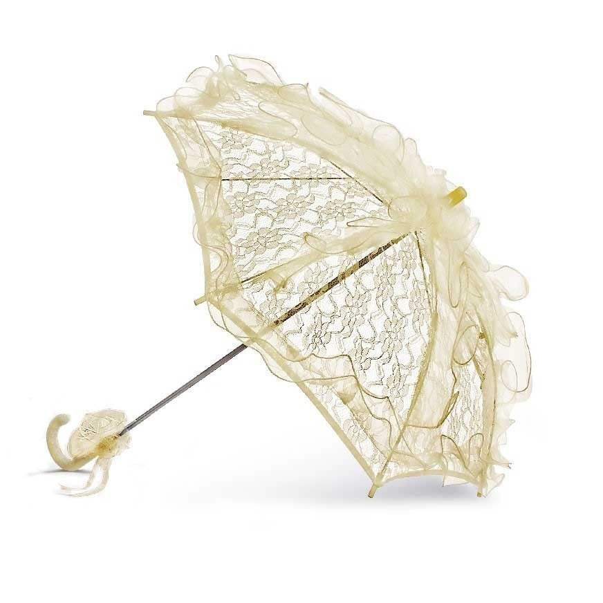 Krajkový deštník ecru Long – elegantní doplněk na přijímání, tanec, svatba
