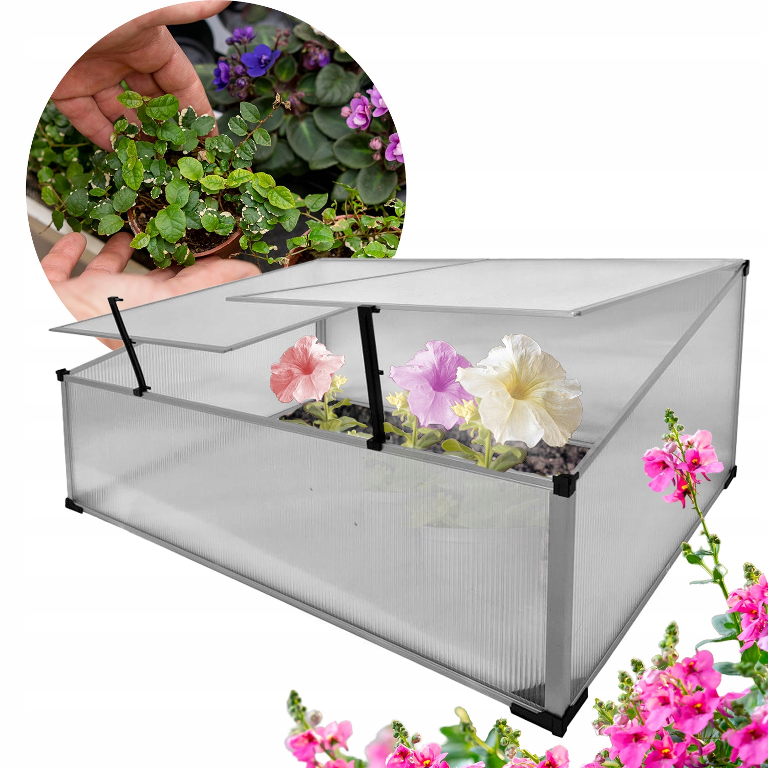 Przenośny Rozsadnik Poliwęglanowy 99x60x43,5 cm Mini Szklarnia na Balkon Powierzchnia 0.6 m²