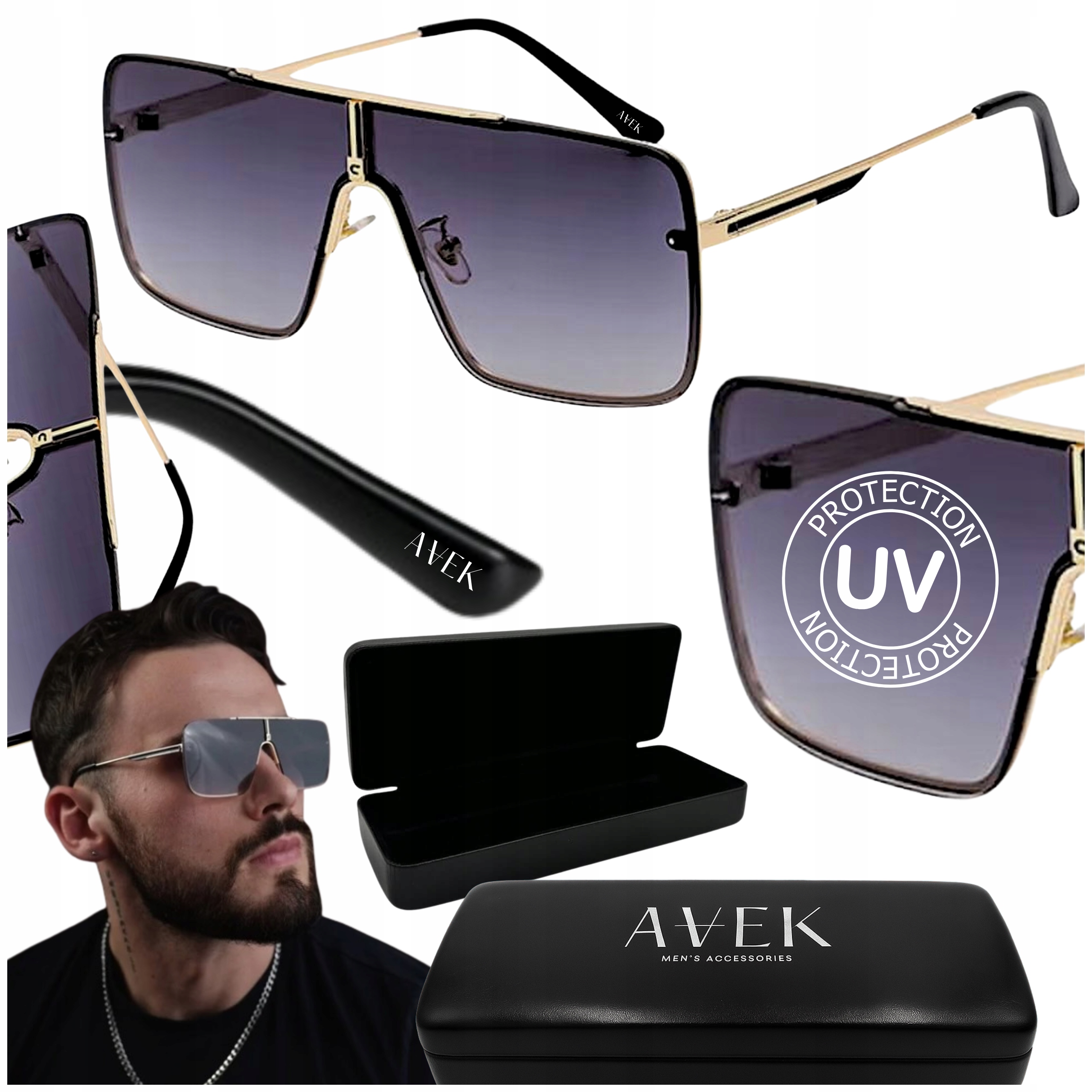 Pánské Sluneční brýle UV400 Filtr Uv 400 Černé Pouzdro Ce Pilotky