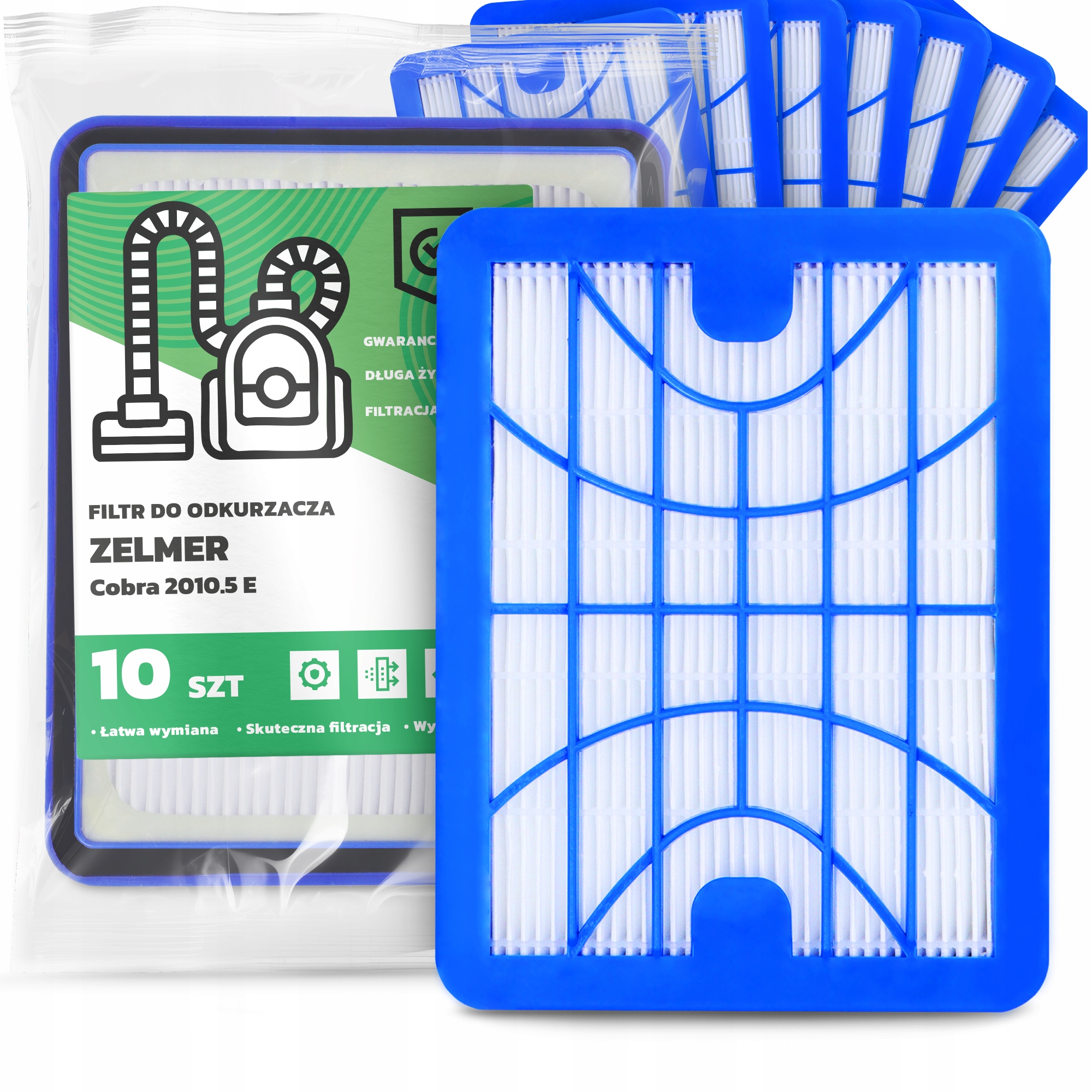 10 x Vzduchový Filtr Pro Vysavač Zelmer Cobra 2010.5 E Hepa Výkonný Em-w