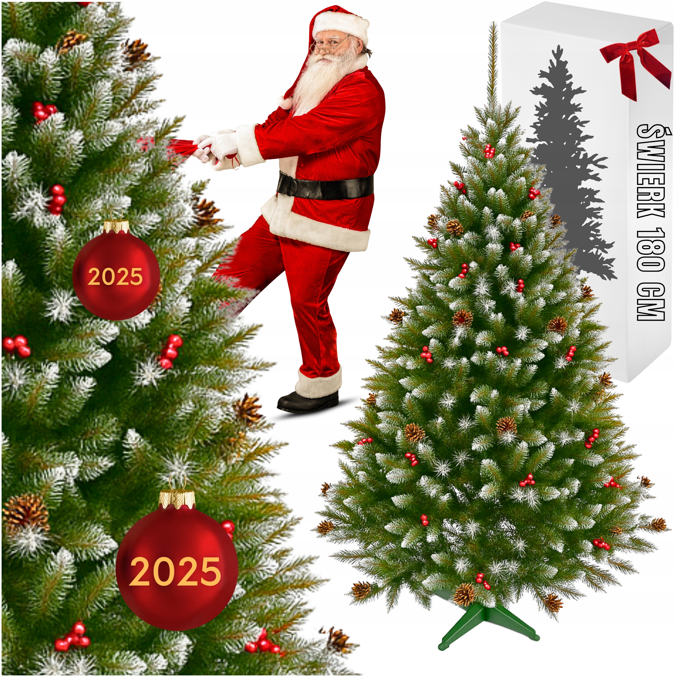 Umělý Vánoční Stromeček Smrk Jako Živý Zelený Hustý 180CM Stojan Pod Stromek XL