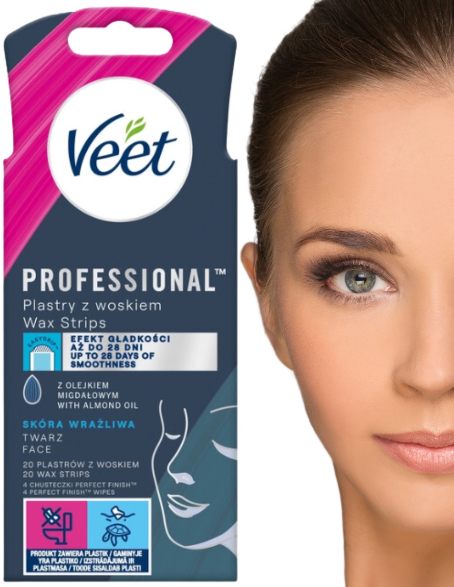 VEET PLASTRY Z WOSKIEM DEPILACJA twarzy Wąsika BRWI dokładna PRECYZYJNA spa