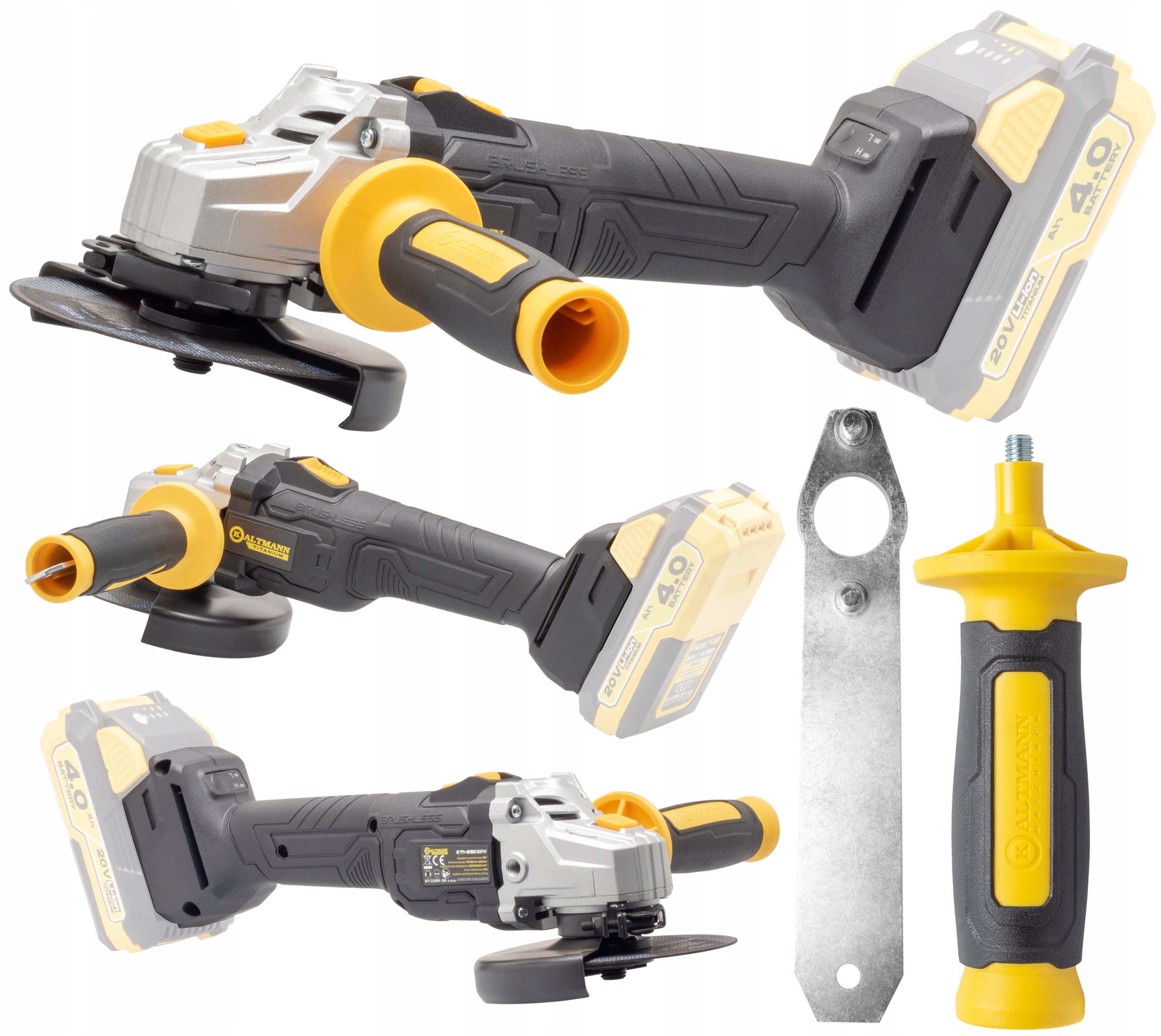 Bezszczotkowa Szlifierka kątowa akumulatorowe Kaltmann 20V Regulacja