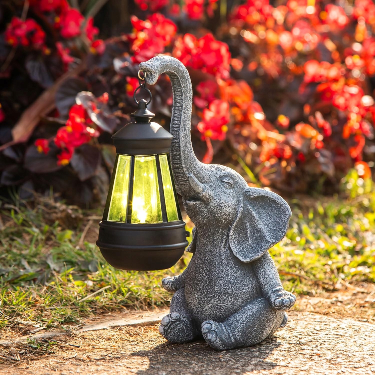 Statua słonia solarne ozdoby ogrodowe, ozdoby ogrodowe dekoracje zewnętrzne