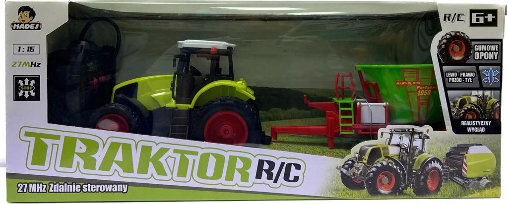 

Traktor z maszyną zdalnie sterowany na pilot
