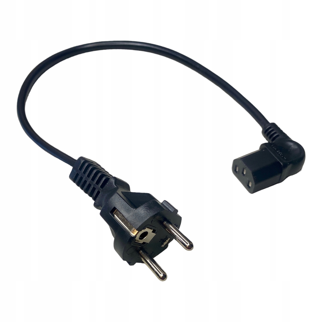Kabel Zasilający C13 kątowy Shucko prosty 0,8m