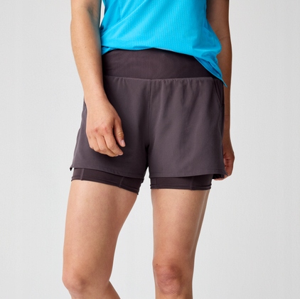 Damskie spodenki do biegania Brooks High Point 3 2-in-1 Short 2.0 brązowe