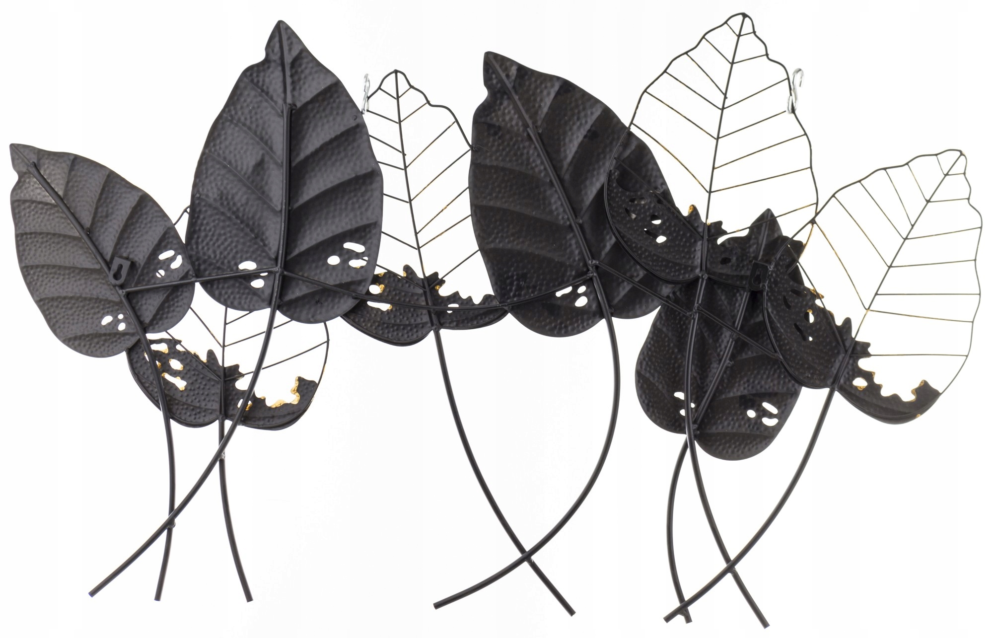 DEKORACJA ŚCIENNA METALOWA ZŁOTA CZARNA LIŚCIE Kod producenta 142464