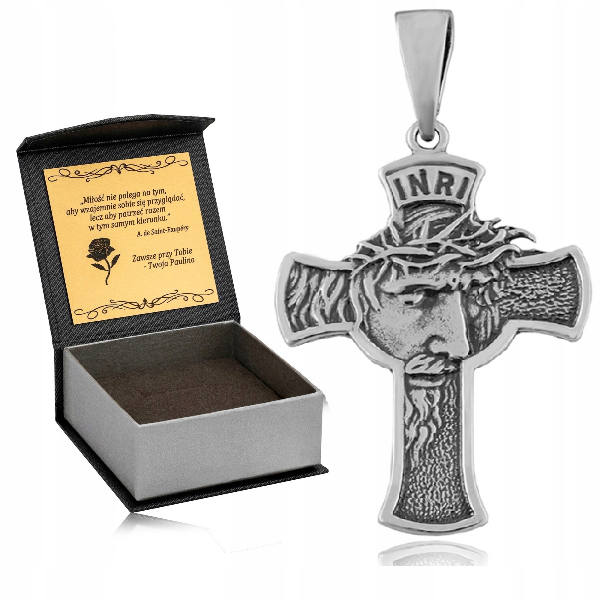 Křížek Stříbrný Pánský Velký S Ježíškem, Stříbro O Ryzosti 925 Krabička S Gravírováním