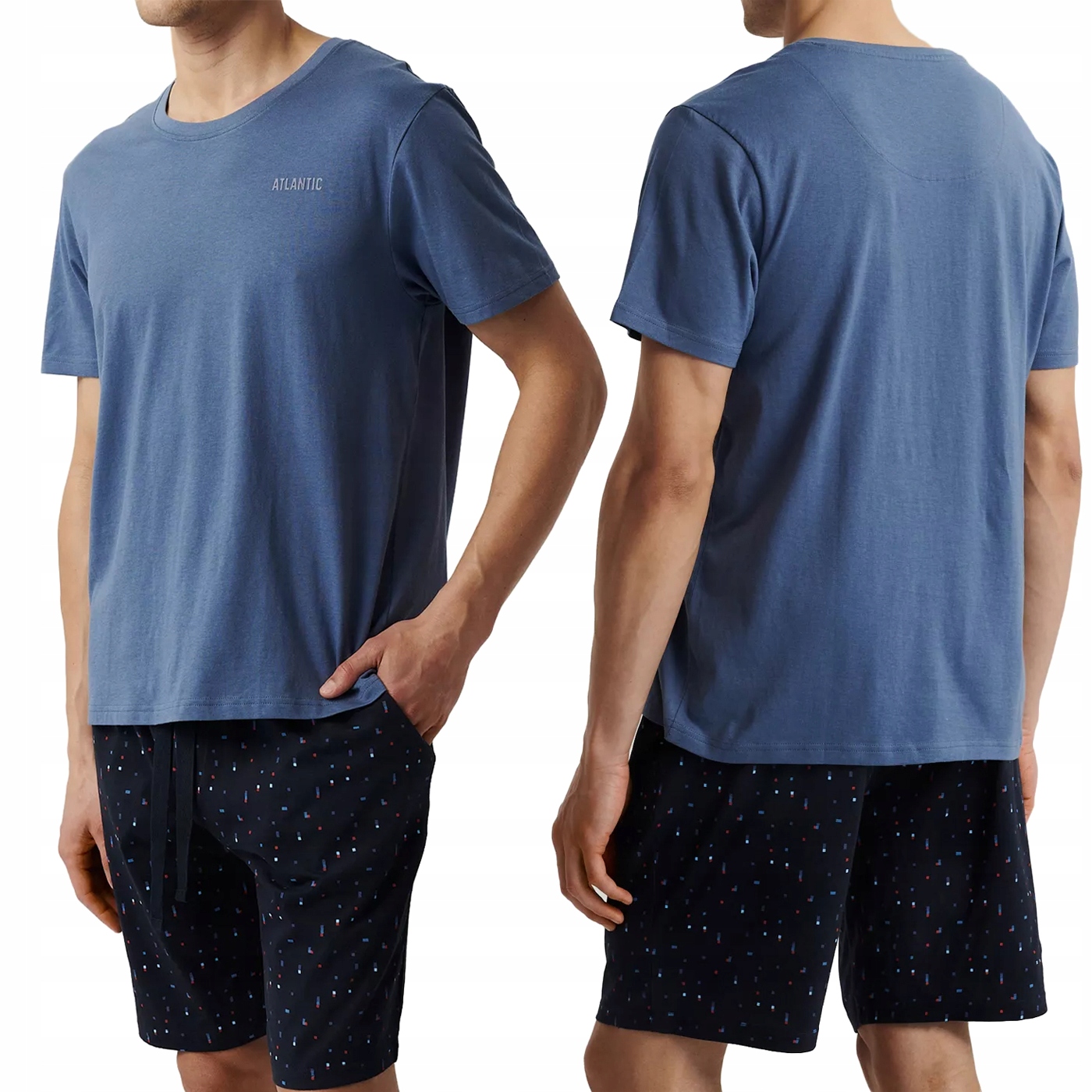 Pánské volné pyžamo 100% Bavlna krátké letní Atlantic NMP-385 L