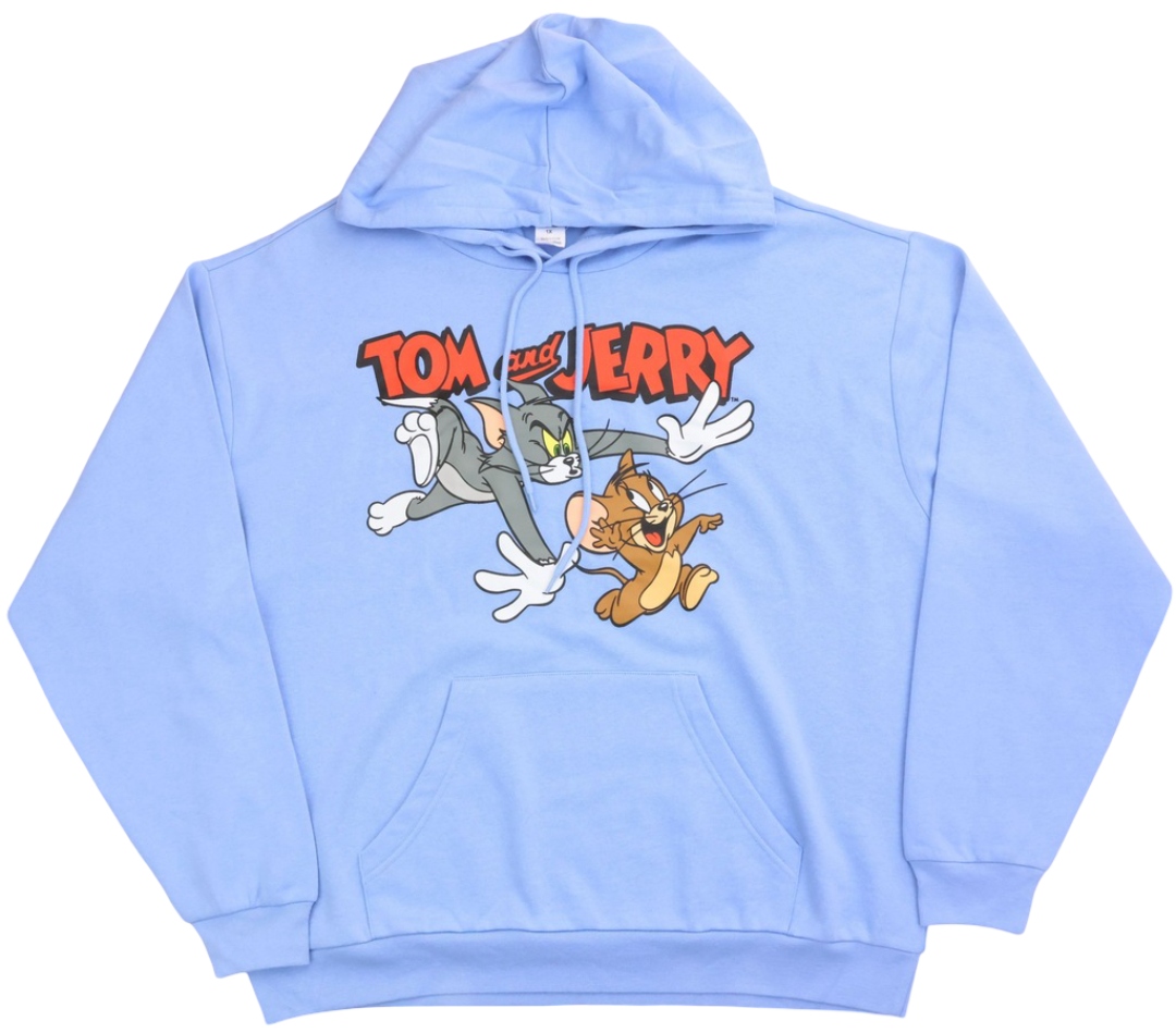 Mikina s kapucí Tom and Jerry vel. 1X Kočka Myš modrá Plus Size