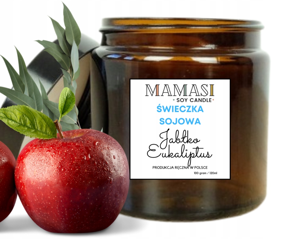 

Jabłko, Eukaliptus 120ML Świeca , Świeczka Sojowa