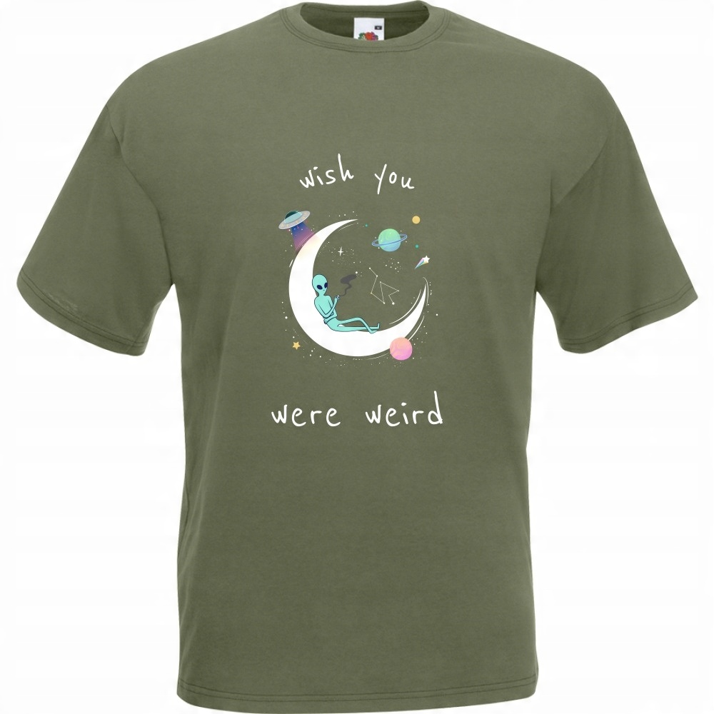 

Koszulka wish you were weird ufo XL oliwkowa