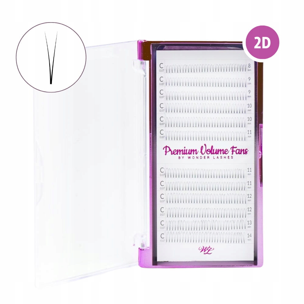RZĘSY KĘPKI PREMIUM VOLUME FANS 2D C 0,07 12 MM WONDER LASHES 360SZT