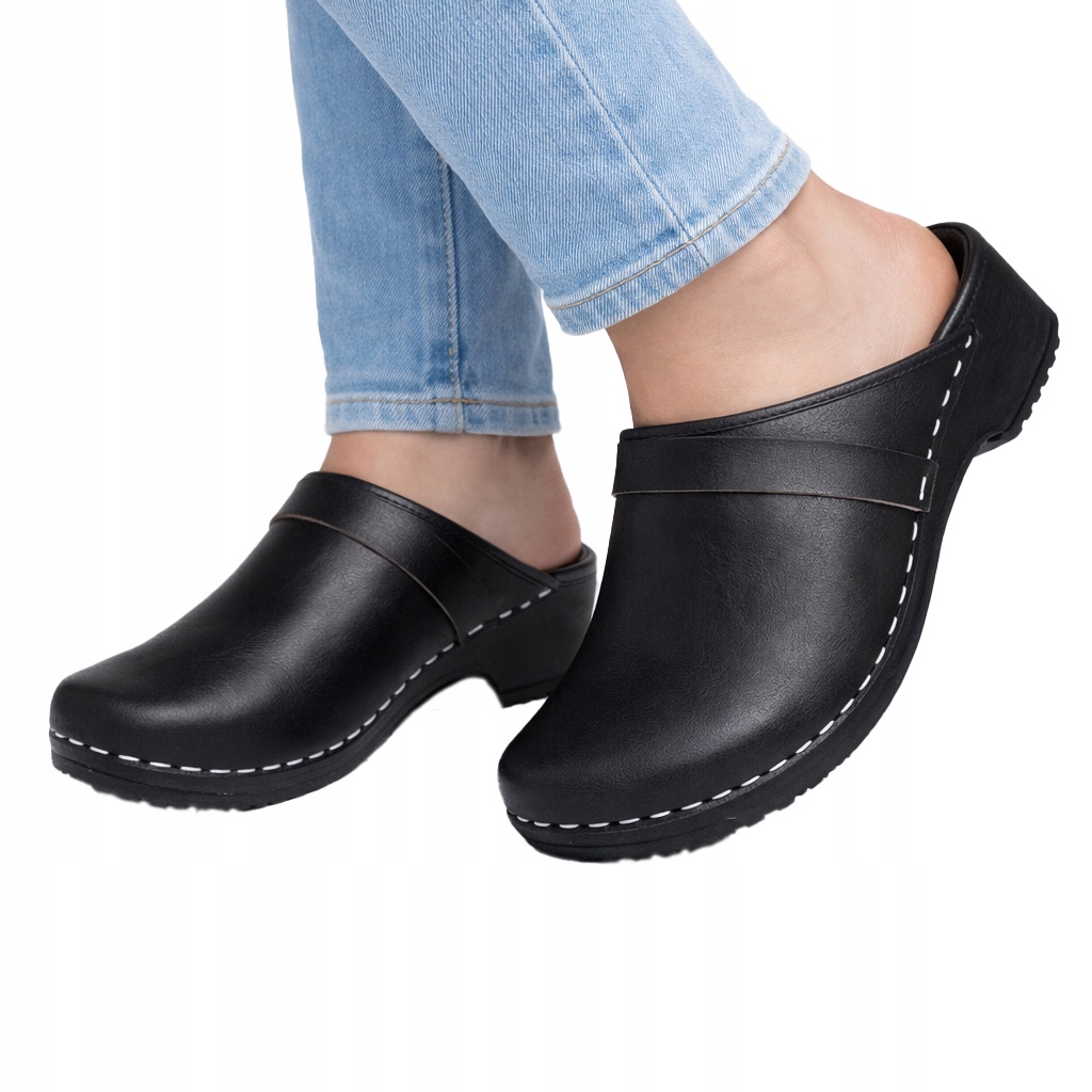 Drewniaki chodaki klapki ze skóry naturalnej! (męskie) C.Gładkie 44