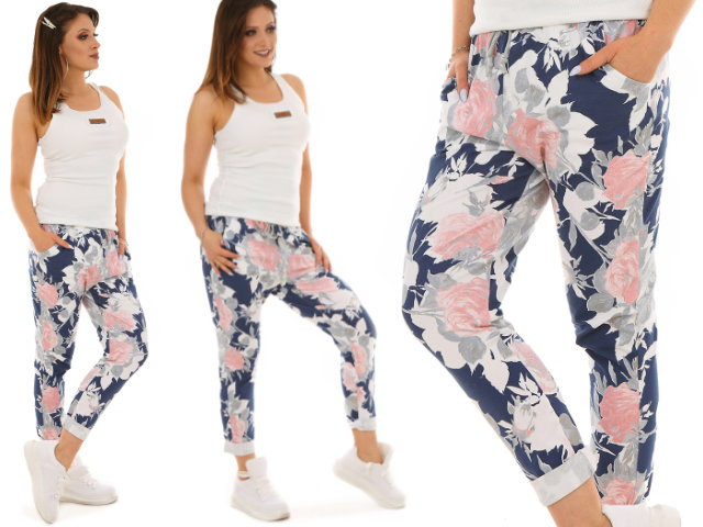 

F443 Spodnie Dresowe w Kwiaty r.S/M