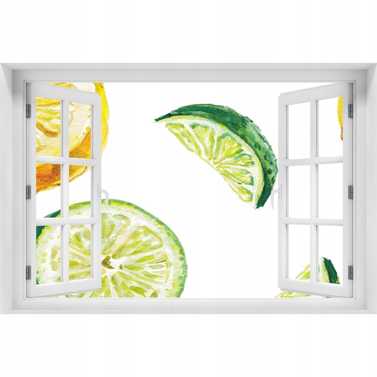 

3D Okno Naklejka na ścianę Cytryna i limonka