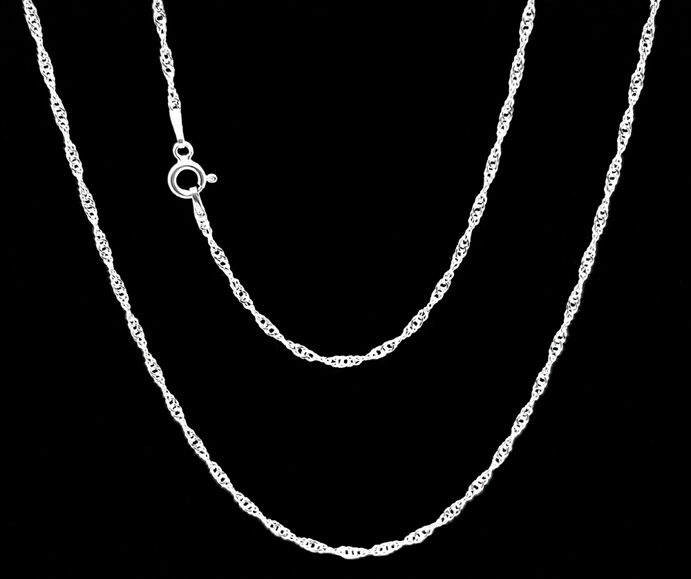 KLASYCZNY ŁAŃCUSZEK SREBRNY SINGAPUR ZE SREBRA PRÓBY 925 50cm Stan opakowania oryginalne