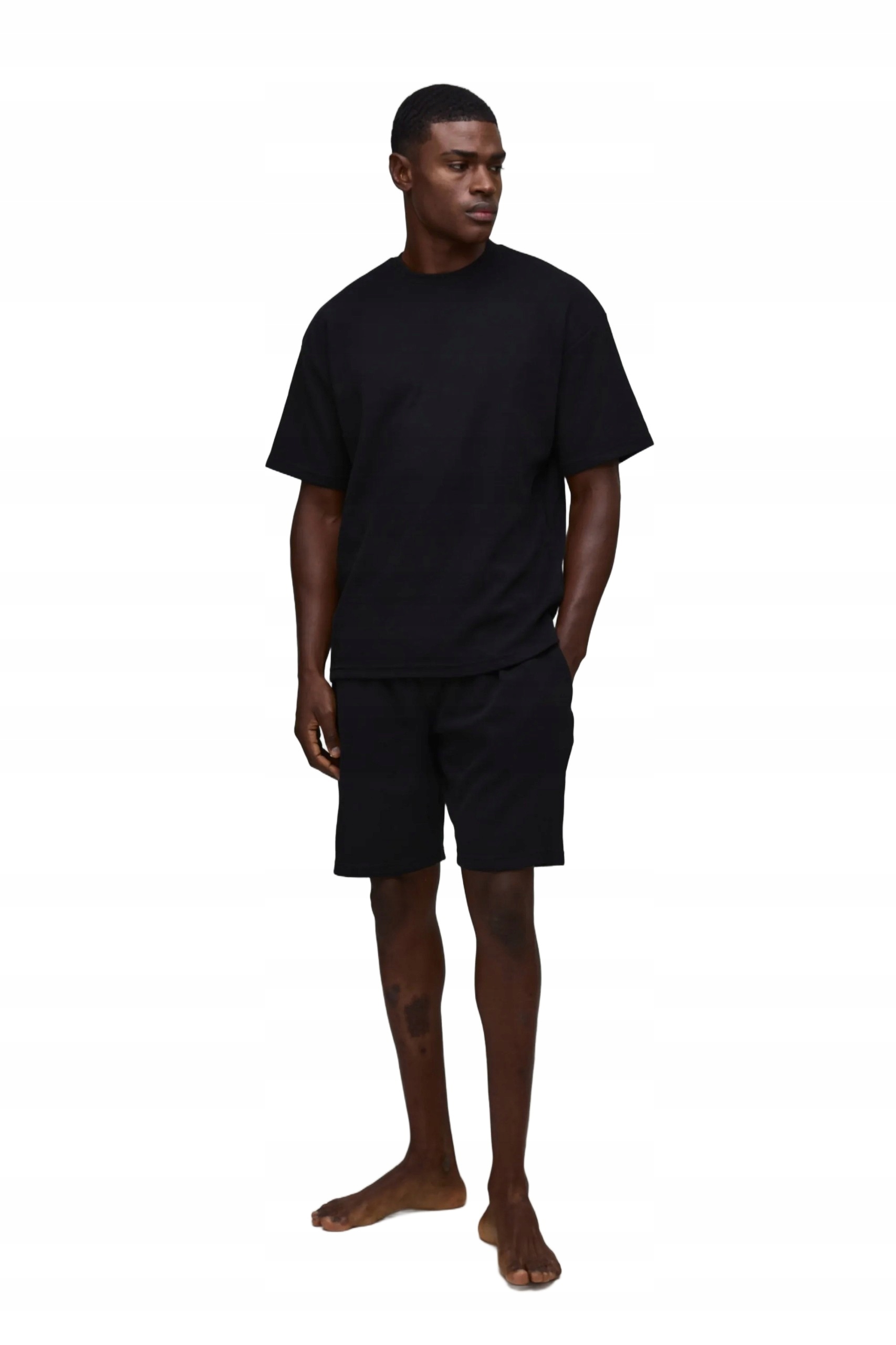 Boohooman Černý Pánský Teplákový Komplet S Krátkými Kraťasy M Z3A