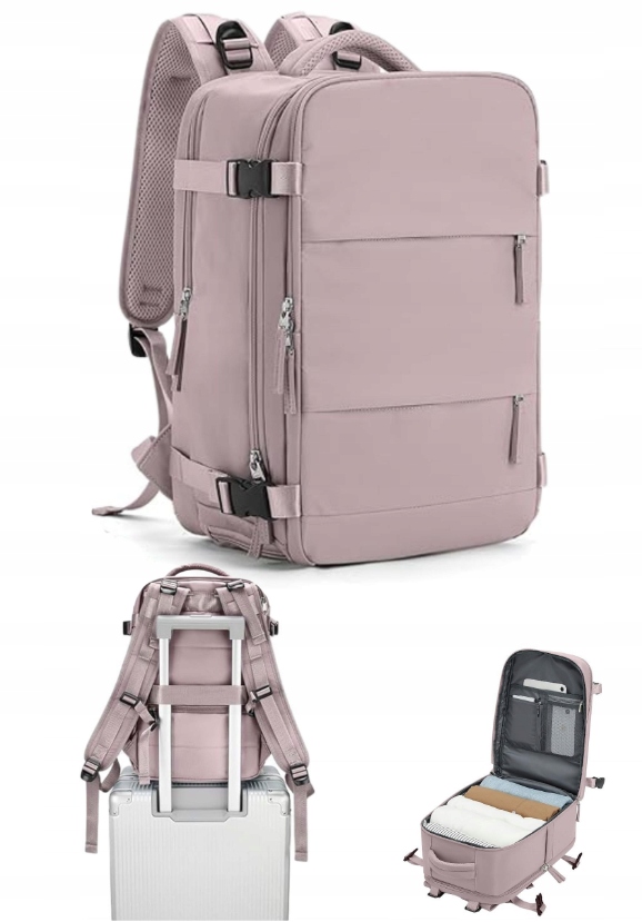 Plecak podróżny duży pojemny bagaż podręczny różowy