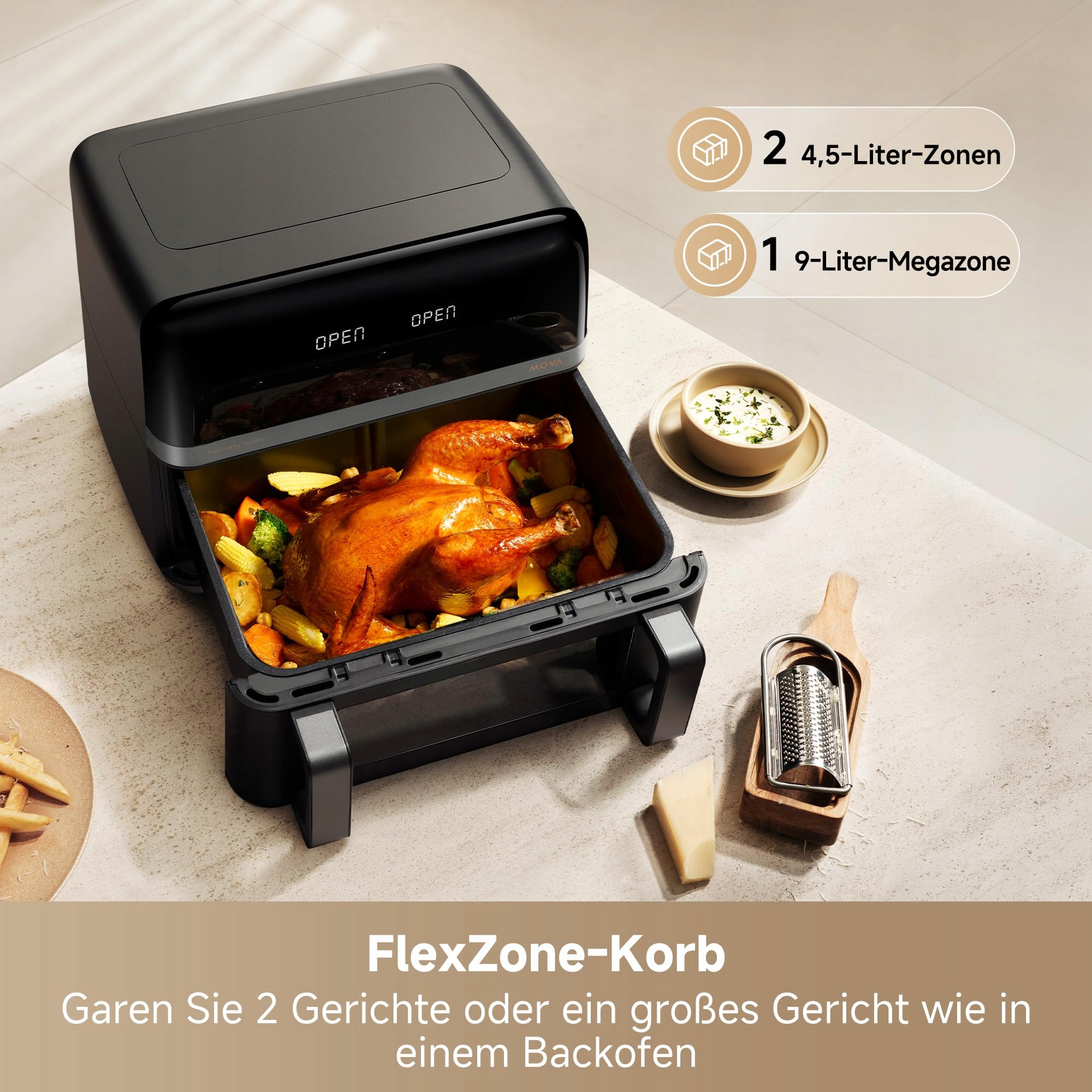 MOVAAEROCHEF FD20 Pro Frytkownica Beztłuszczowa 9L 2700W Termoobieg 40-230C — miniatura 2