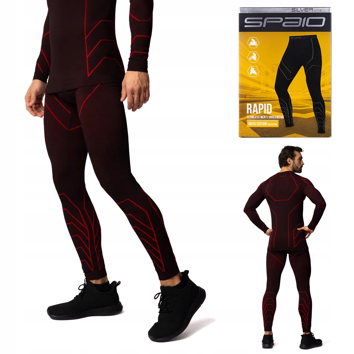 BIELIZNA TERMOAKTYWNA SPAIO zestaw motocyklowy koszulka spodnie męska XL Model Rapid