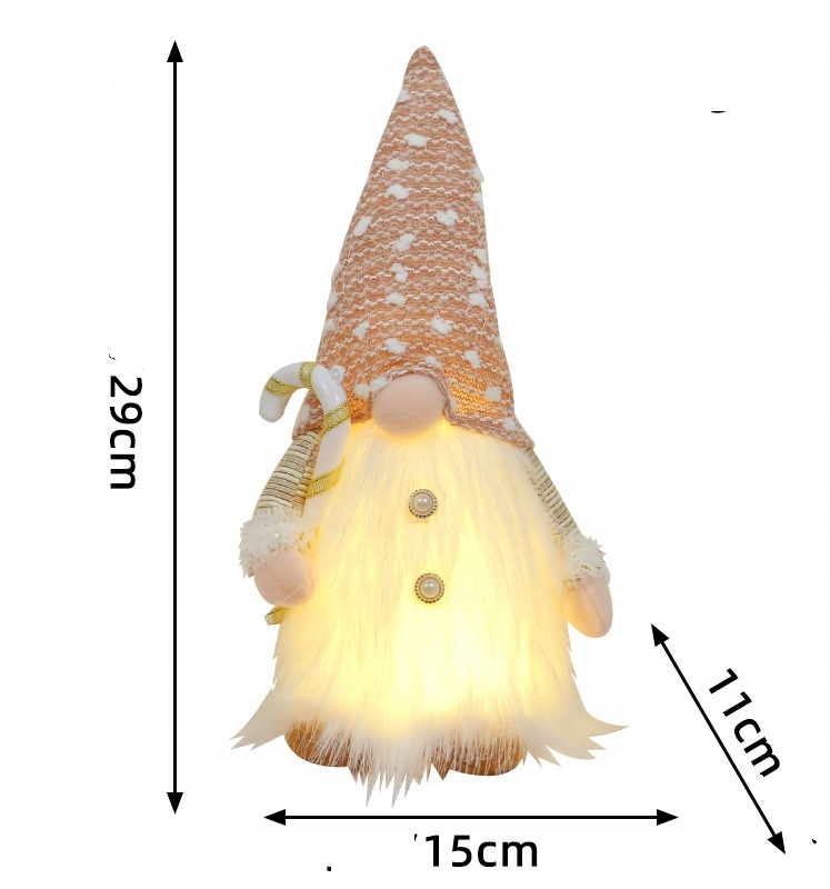 SKRZAT KRASNAL GNOM ŚWIĄTECZNY MIKOŁAJ *LEDOWY* ŚWIECĄCY Wysokość produktu 29 cm