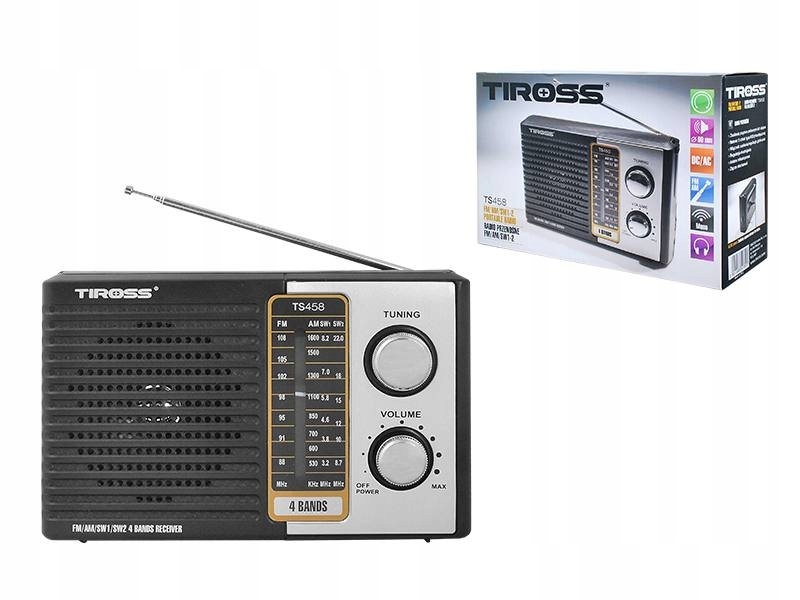 Radio sieciowo-bateryjne AM, FM, SW Tiross TS-458 Stan opakowania oryginalne
