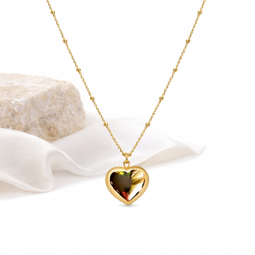 Náhrdelník Dlouhý Pozlacený Srdce Nafukovací Stříbro 925 Moderní Přívěsek 70 CM