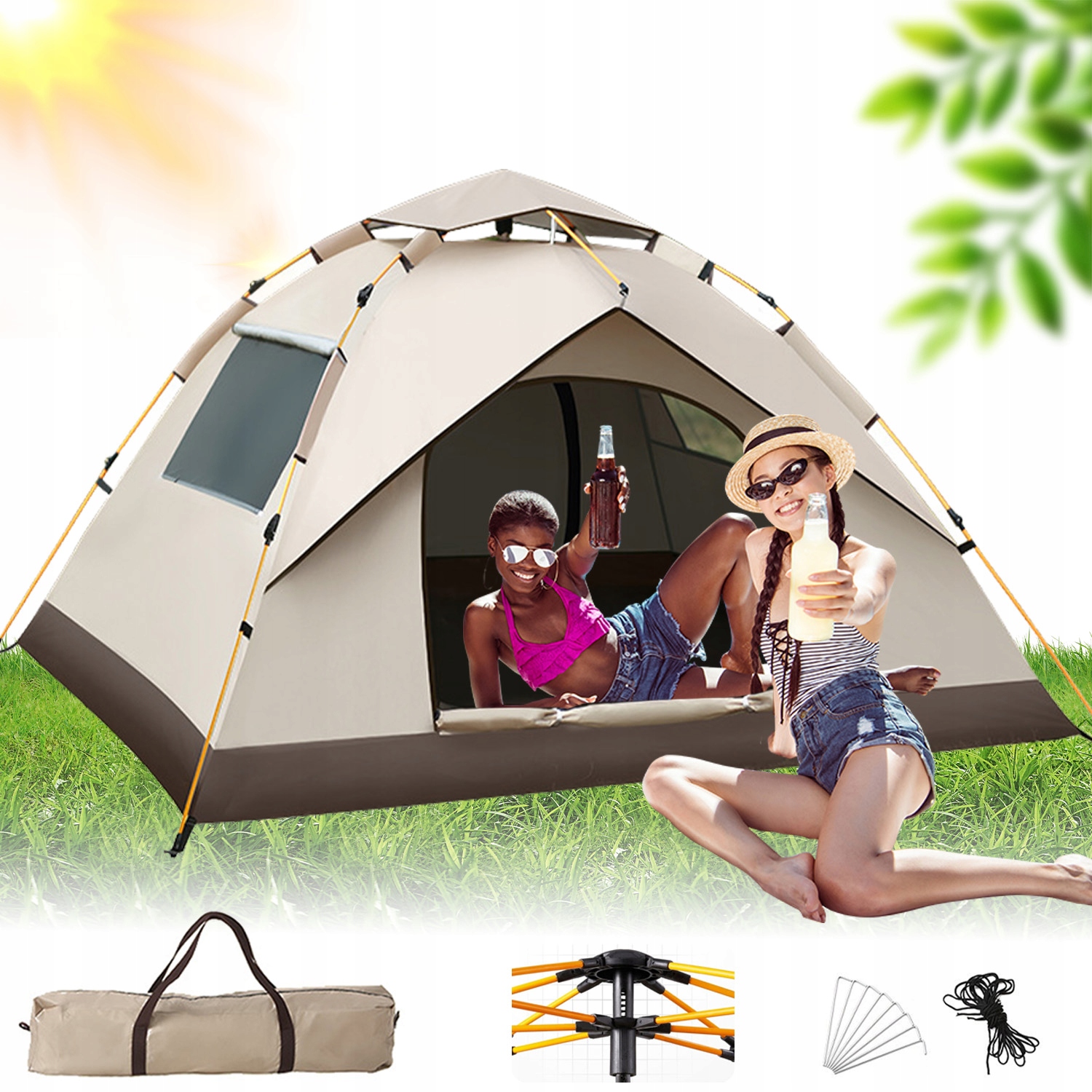 Namiot Rodzinny Turystyczny Kemping Wzmocnione Szpilki 2 3 Osobowy