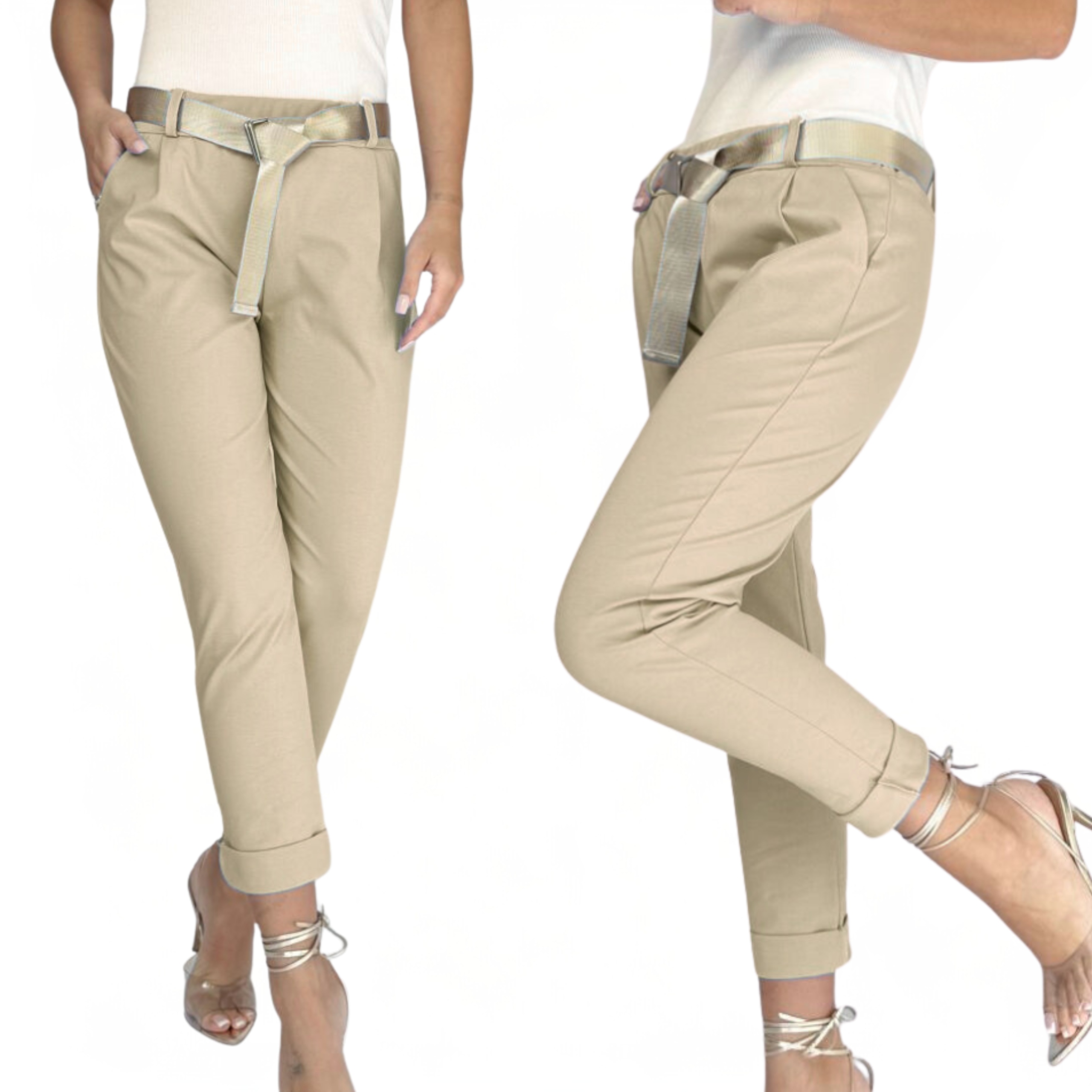 Spodnie Damskie Kobiece Sport Bawełna Z Paskiem One Size Ko 2884