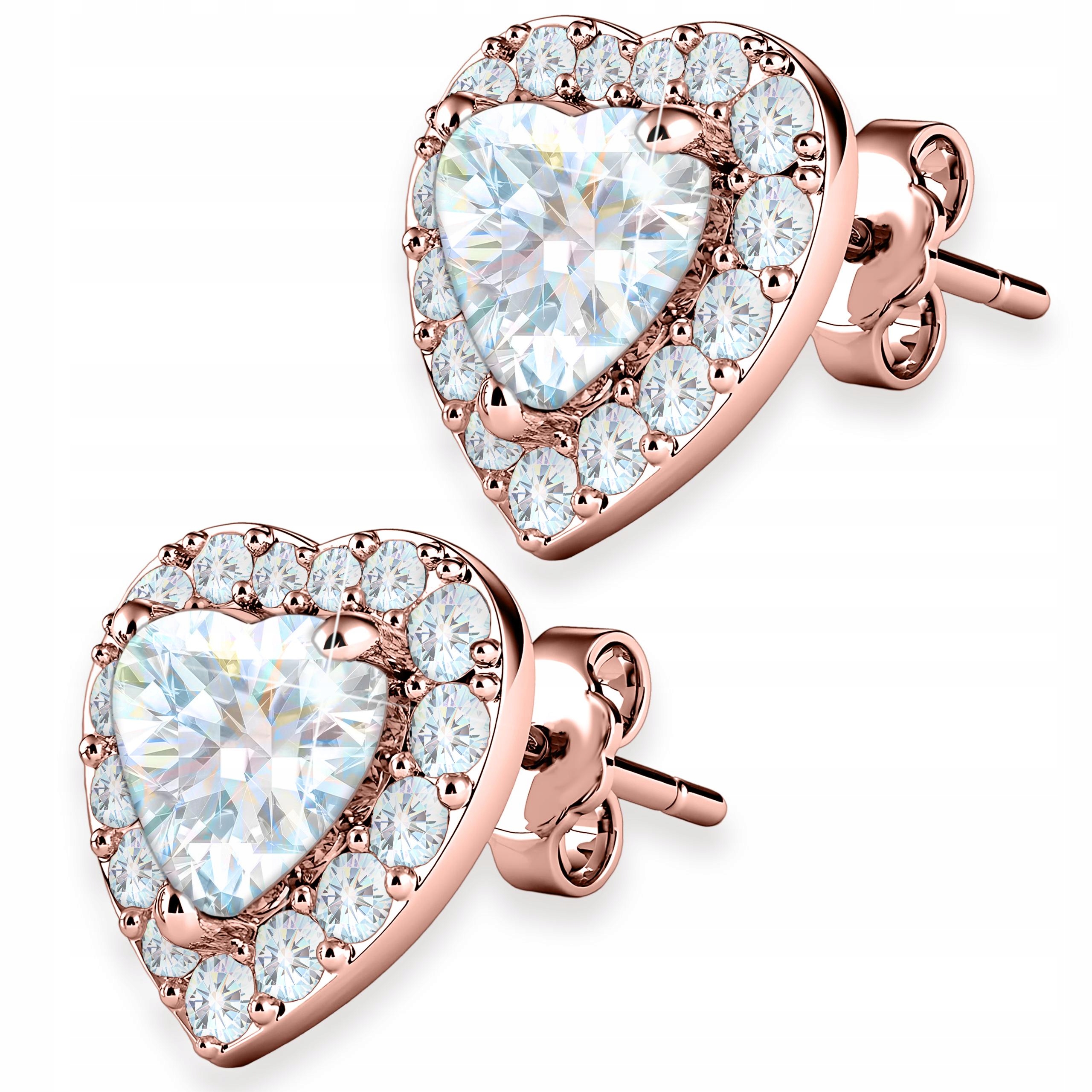 Náušnice Pozlacené s zirkony Bílé Křišťálové srdce Zirkony Stříbro 925