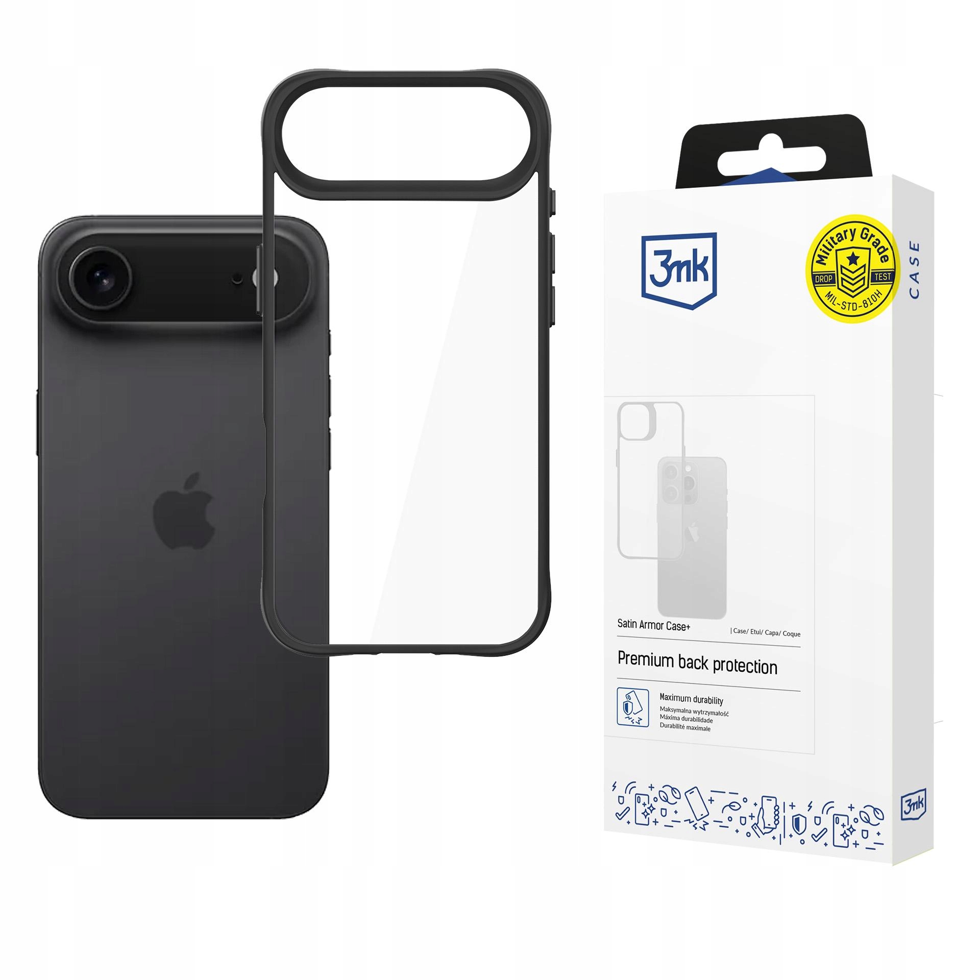 Etui 3mk Satin Armor Case+ na iPhone Air przezroczysto- czarne 3mk