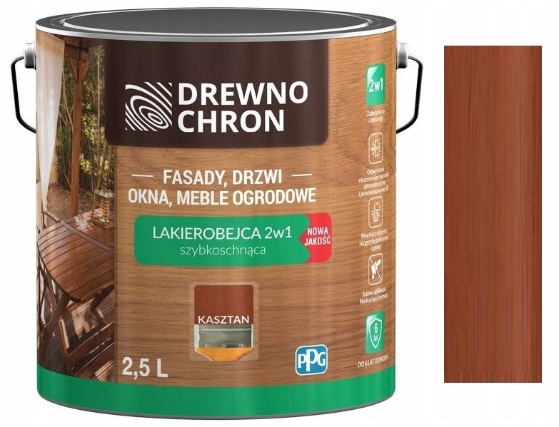 Drewnochron 2W1 Lakierobejca Do Drewna Kasztan 2.5L