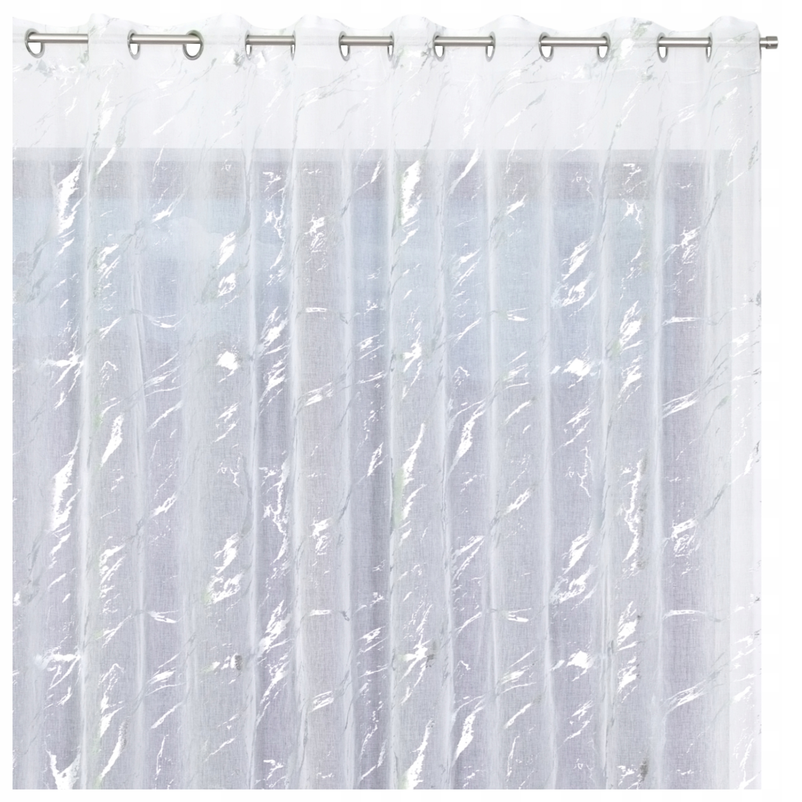 Záclona Valeria Mramor etamin stříbrný potisk hotová 300x220 s olověnkou