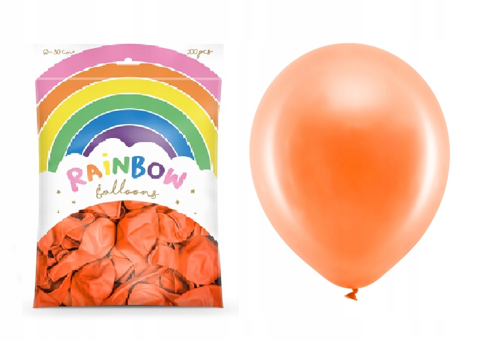 

Balony Rainbow 30cm metalizowane, pomarańczowe